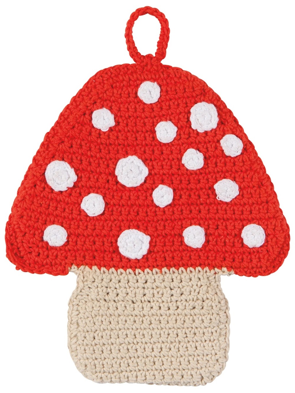 Handmade Red Mushroom Crochet Cotton Pot Holder Kitchen